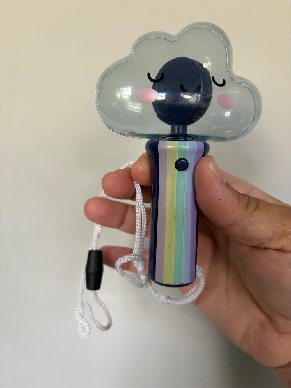 Cute Cloud Handheld light up toy with Pastel Stripes - Blue/Purple